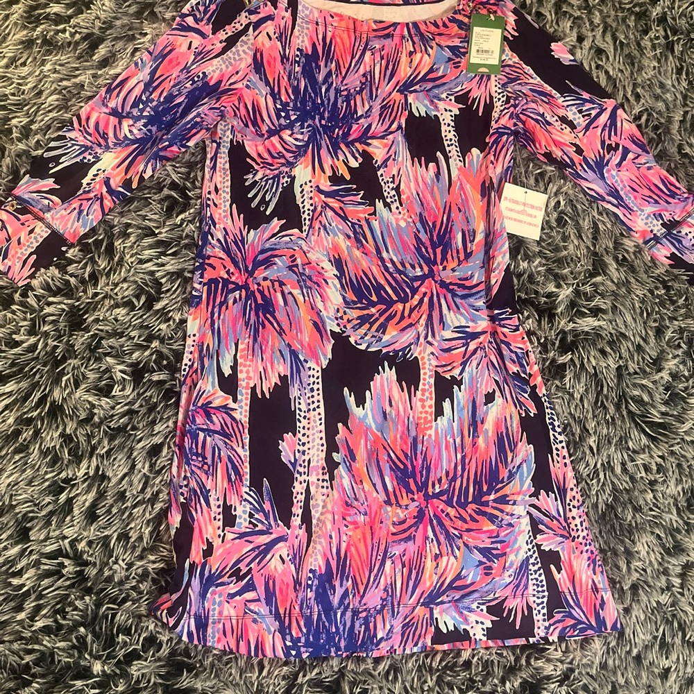 Lilly Pulitzer Pink and Purple Palm Print Mini Dress